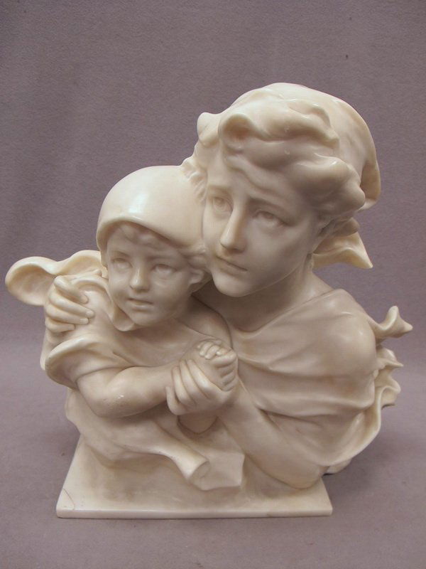 Antique Italian alabaster bust, Cipriani: Antique Italian alabaster bust, Cipriani. 18 1/2" H x 20" W x 11 1/2” D. Shipping in USA is $ 115.00. International bidders ask before bid.