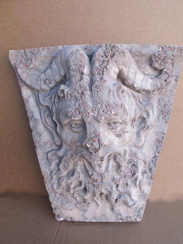 Antique cement wall plaque: Antique cement wall plaque. 22 1/2" H x 21 1/2” W x 5” D. Shipping in USA is $ 90.00. International bidders ask before bid.
