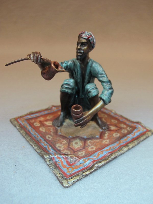 Franz Bergman Orientalist Vienna Bronze: Franz Bergman Orientalist Vienna Bronze, signed. 3 1/8" H x 3 1/2” W x 3 1/2” D. Shipping in USA is $ 30.00 plus insurance. International bidders ask before bid.