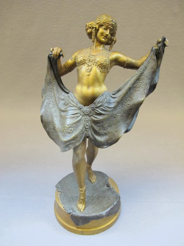 Franz Bergman Orientalist Vienna Bronze: Franz Bergman Orientalist Vienna Bronze, signed and titled: “ Big windy day “. 13 1/4" H. Shipping in USA is $ 45.00 plus insurance. International bidders ask for shipping before bid.
