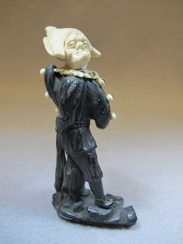 Antique European ivory & ebony harlequin: Antique European ivory & ebony harlequin. 4 7/8” H. Shipping in USA is $ 25.00 plus insurance. International bidders ask for shipping before bid.