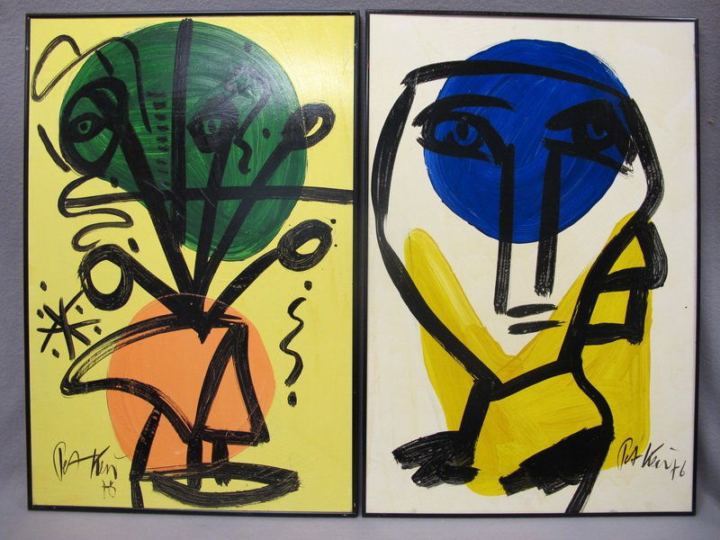 Peter KEIL (1942) pair of oil on board paintings: Peter KEIL (1942) pair of oil on board paintings, signed and dated ‘76 & ‘78. 35 1/2” H x 23 1/2” W without frame. Shipping in USA is $ 100.00. International bidders ask for shipping before bi