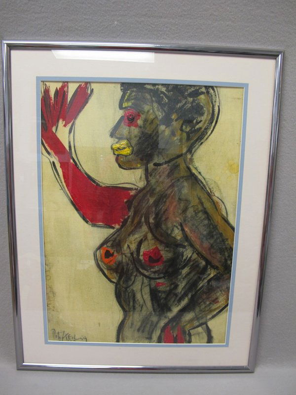 Peter KEIL (1942) acrylic on canvas painting: Peter KEIL (1942) acrylic on canvas painting, signed and dated 1959. 27” H x 19 1/2” W without frame. Shipping in USA is $ 75.00. International bidders ask for shipping before bid.