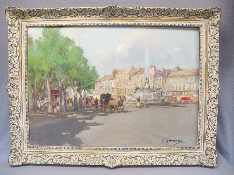 Mario MARESCA (1877-1959) painting: Mario MARESCA (1877-1959) Rome citiscape painting, signed. 27 1/2” H x 39” W without frame. Shipping in USA is $ 130.00. International bidders ask for shipping before bid.