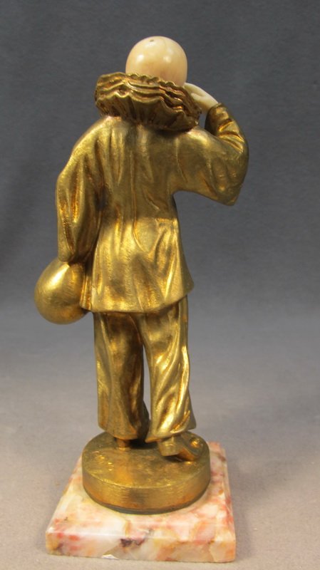 French bronze & ivory arlequin statue, C. Mimo - 3