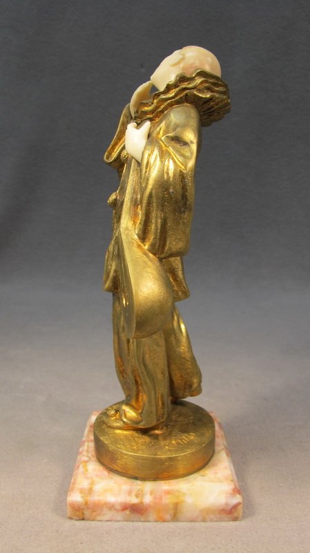 French bronze & ivory arlequin statue, C. Mimo - 4