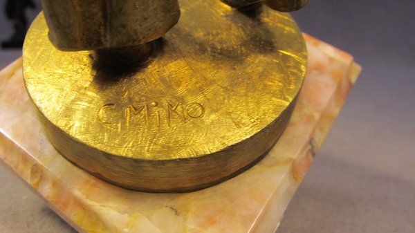 French bronze & ivory arlequin statue, C. Mimo - 5