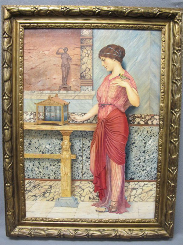 John William GODWARD (1861-1922) oil on canvas: John William GODWARD (1861-1922) oil on canvas painting, signed and dated 1921. 39 1/2” H x 27 1/4” W. Shipping in USA is $ 140.00. International bidders ask for shipping before bid.