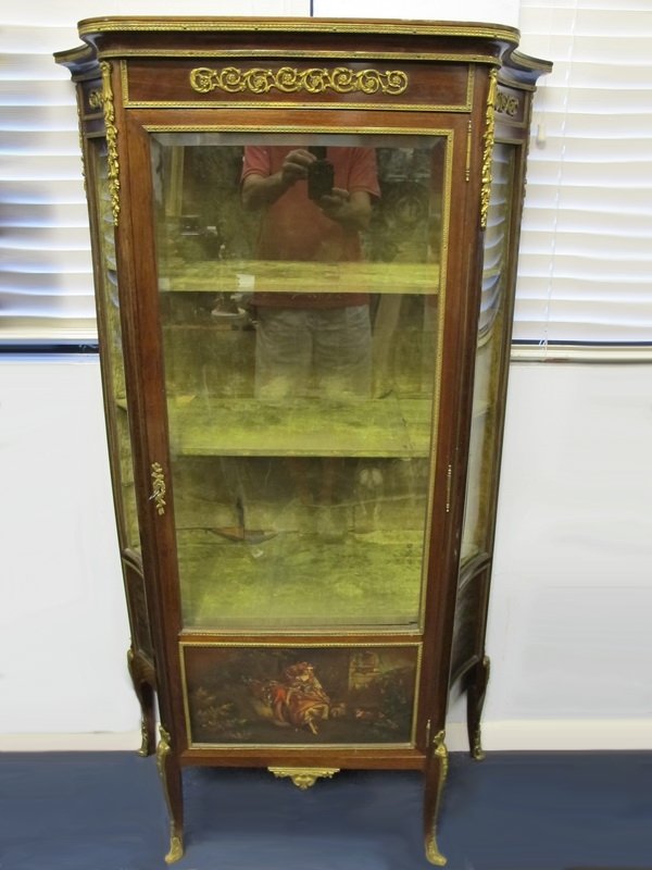 Vernis Martin painted ormolu cabinet: Vernis Martin painted ormolu cabinet. 61” H x 34” W x 14 1/2” D. Shipping in USA is $ 225.00. USA or International bidders ask for shipping before bid.
