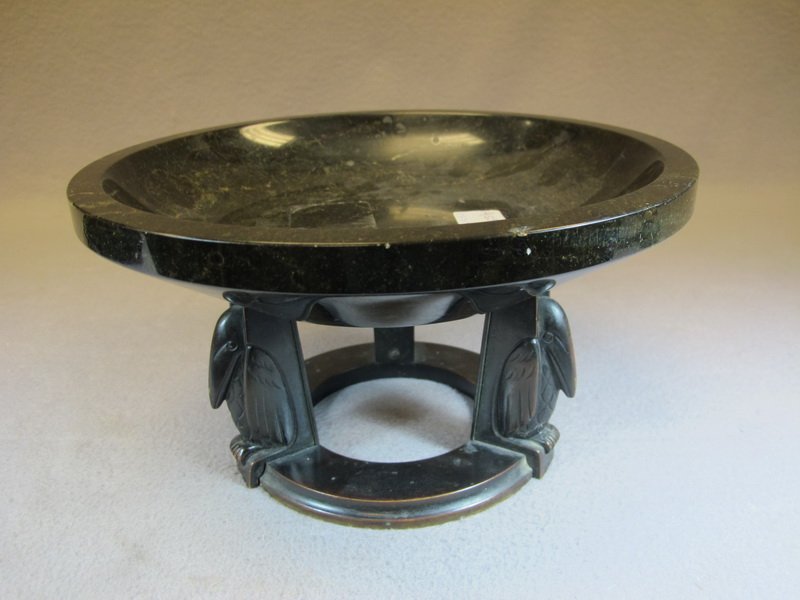 Art Deco bronze & marble centerpiece: Art Deco bronze & marble centerpiece. 6" H x 10 5/8” W. Shipping in USA is $ 40.00. International bidders ask for shipping before bid.