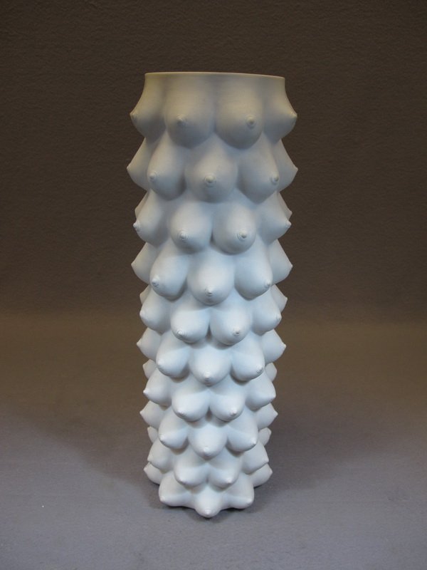 Jonathan Adler erotic porcelain vase, Peru: Jonathan Adler erotic porcelain vase, from Peru, signed. 18 1/2" H. Shipping in USA is $ 40.00. USA or International bidders ask for shipping before bid.