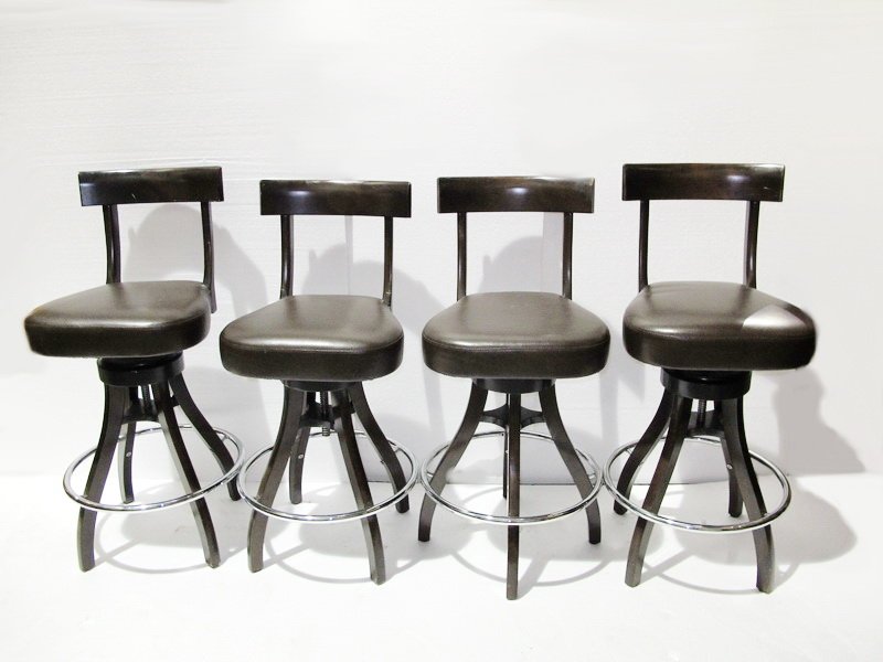 Set of 4 metal & leather bar stools: Set of 4 metal & leather bar stools. 37" H x 27” W ( 16” H to 29” H seat). Shipping in USA is $ 295.00. USA or International bidders ask for shipping before bid.