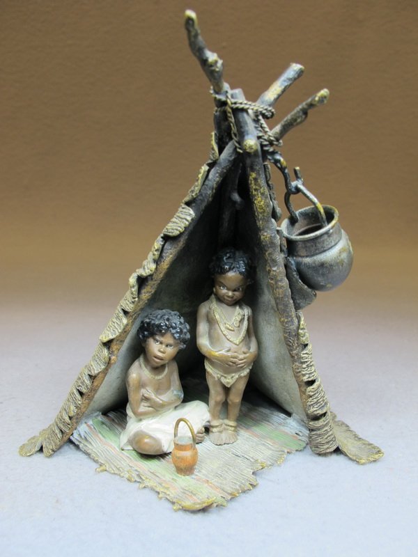 Franz BERGMAN (1898-1963) Vienna bronze American Indian: Franz BERGMAN (1898-1963) Vienna bronze American Indian sculpture, marked, original painting. 5” H. Shipping in USA is $ 15.00 plus insurance. International bidders ask for shipping before bid.
