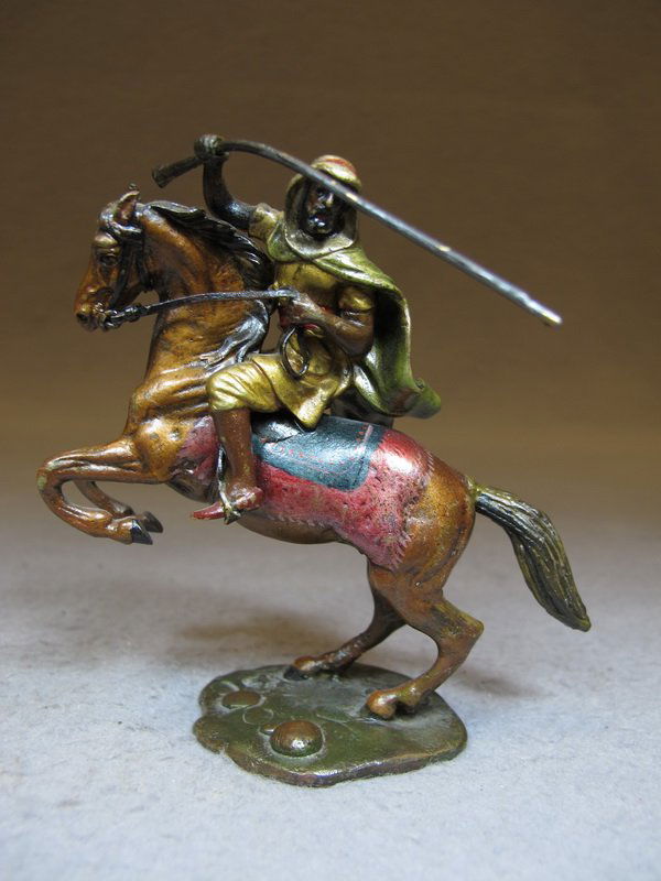 Vienna bronze Orientalist man & horse sculpture: Vienna bronze Orientalist man & horse sculpture, original painting. 3 5/8” H x 3 1/2” W. Shipping in USA is $ 10.00 plus insurance. International bidders ask for shipping before bid.