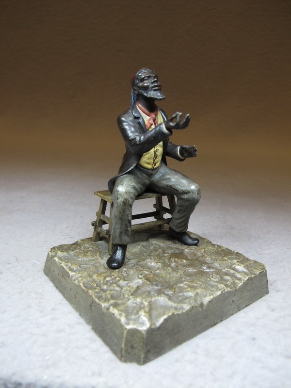 Franz BERGMAN (1898-1963) Vienna bronze man sculpture: Franz BERGMAN (1898-1963) Vienna bronze man seated sculpture, signed, original painting. 4” H x 3 1/2” W x 3 1/2” D. Shipping in USA is $ 10.00 plus insurance. International bidders ask for ship