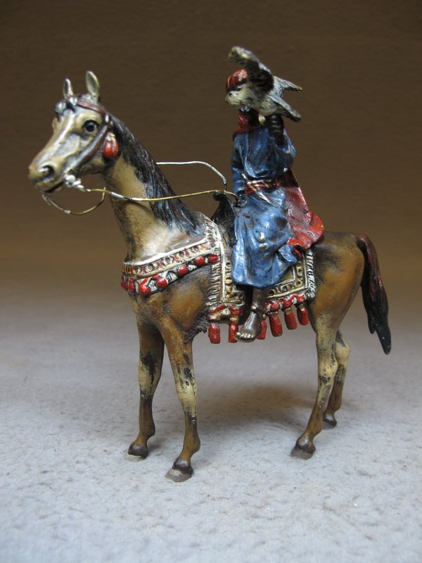 Franz BERGMAN (1898-1963) Vienna bronze man, eagle & ho: Franz BERGMAN (1898-1963) Vienna bronze man, eagle & horse sculpture, signed, original painting. 4 7/8” H x 4 7/8” W. Shipping in USA is $ 10.00 plus insurance. International bidders ask for shipp