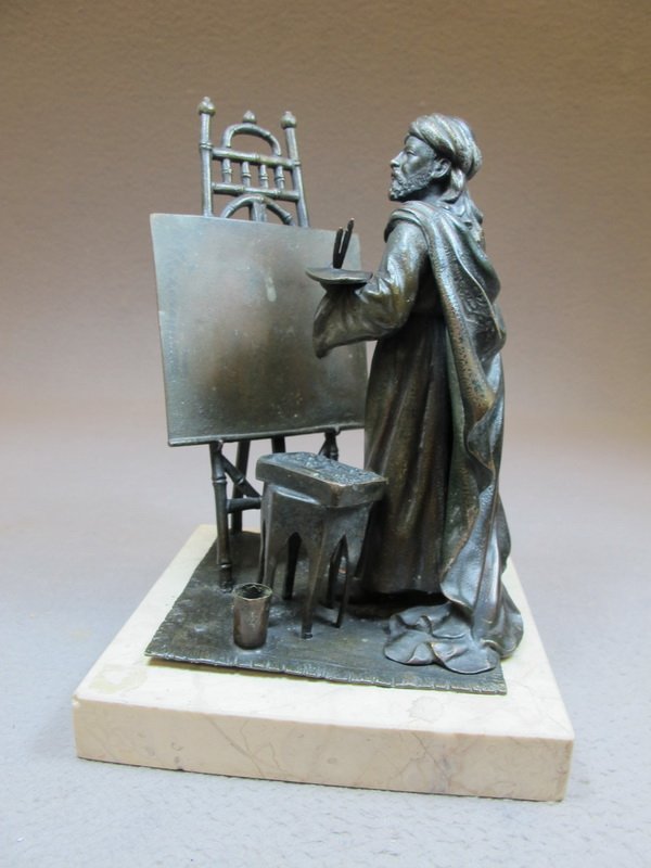 Vienna bronze Orientalist man sculpture, GAUTIER: Vienna bronze Orientalist man sculpture with a marble base, signed: GAUTIER, original painting. 7 3/4” H x 5 1/2” W x 5” D just the bronze. Shipping in USA is $ 15.00 plus insurance. Internation