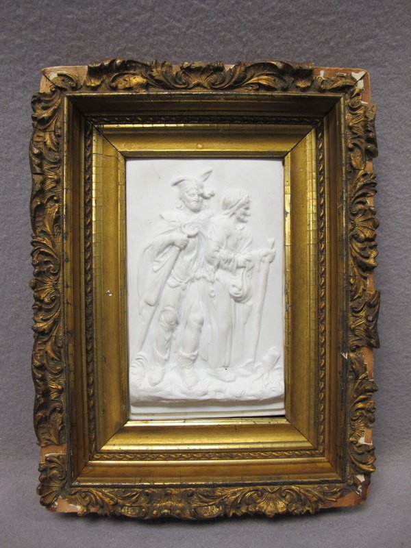 Antique Limoges bisque plaque framed: Antique Limoges bisque plaque framed, signed. 11" H x 8 1/4” W framed. Shipping in USA is $ 45.00. International bidders ask for shipping before bid.