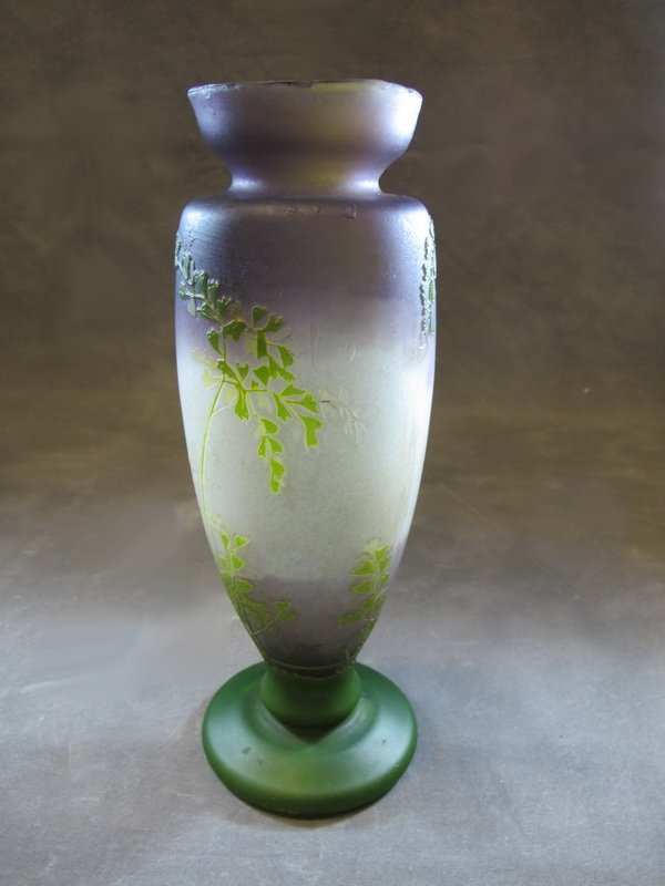 Antique Muller Freres glass vase: Antique Muller Freres glass vase, signed. 12 1/4” H. Shipping in USA is $ 45.00. USA or International bidders ask for shipping before bid.