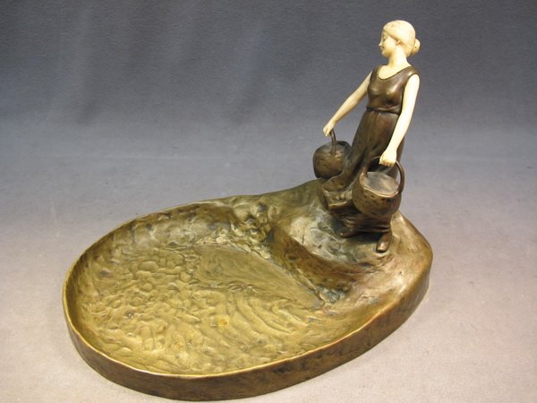 Peter TERESZCZUK (1875-1963) bronze card holder: Peter TERESZCZUK (1875-1963) bronze card holder. 9 1/2" H x 13 3/4" W x 8 1/4" D . Shipping in USA is $ 45.00. We don’t ship this item out of USA