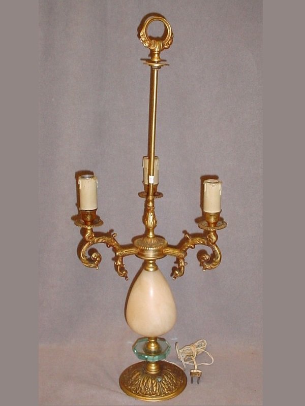 Old French bronze & alabaster lamp: Old French bronze & alabaster lamp. 33 1/2" H x 12 1/2” W. Shipping in USA is $ 70.00. International bidders ask before bid.
