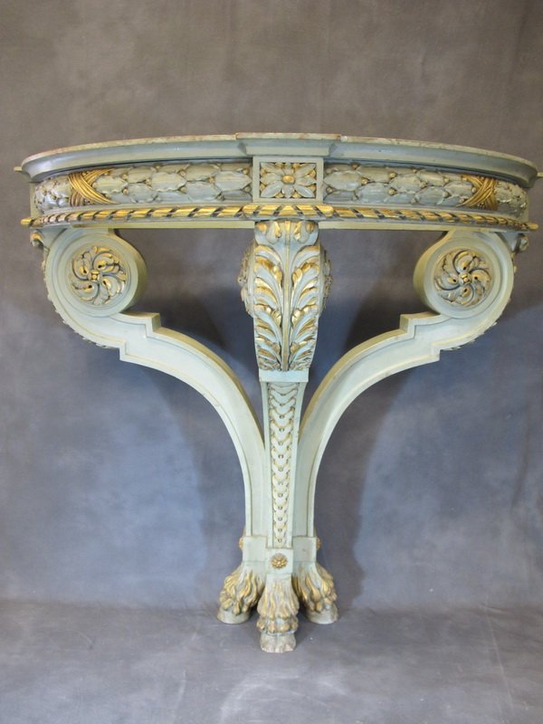Antique French gilt carved wood console table: Antique French gilt carved wood console table with a thick onyx top. 38 1/4” H x 38 1/8” W x 16 3/4” D. Shipping in USA is $ 150.00. International bidders ask for shipping before bid.
