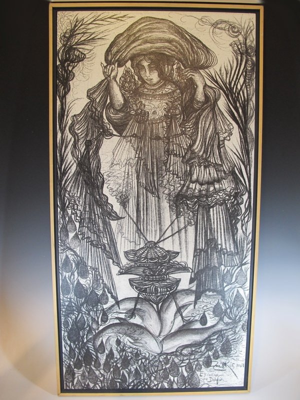 Zaida DEL RIO (1954) charcoal on canvas: Zaida DEL RIO (1954) charcoal on canvas, signed with certificate. 47 1/4” H x 24 5/8” W. Shipping in USA is $ 140.00. International bidders ask for shipping before bid.