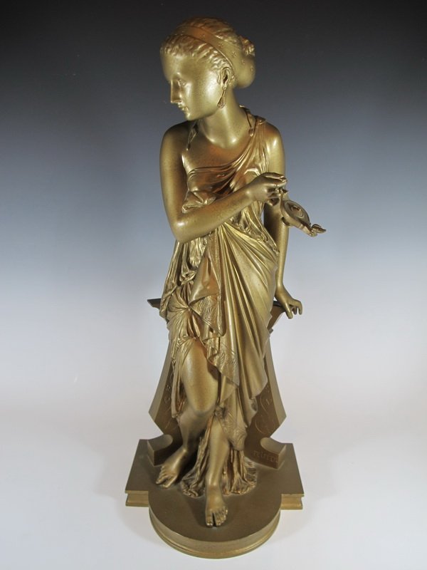 Auguste Joseph PEIFFER (1832-1886) bronze statue: Auguste Joseph PEIFFER (1832-1886) bronze statue, signed and titled: â€œA Vestal Virginâ€. 20 1/2" H. Shipping in USA is $ 45.00. International bidders ask for shipping before bid.