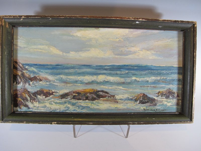 Enrique CRUCET (1895-1979) Cuban artist painting: Enrique CRUCET (1895-1979) Cuban artist painting, signed. 9 3/8â€ H x 17 5/8â€ W. Shipping in USA is $ 35.00. International bidders ask for shipping before bid.