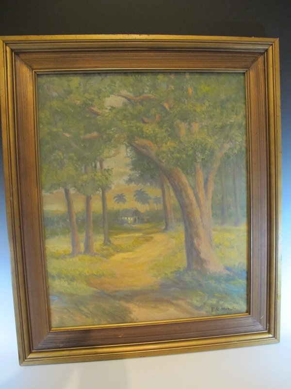 Emilio RIVERO MERLIN (1890-c.1977) Cuban artist: Emilio RIVERO MERLIN (1890-c.1977) Cuban artist, signed. 29 7/8â€ H x 25 1/2â€ W. Shipping in USA is $ 50.00. International bidders ask for shipping before bid.