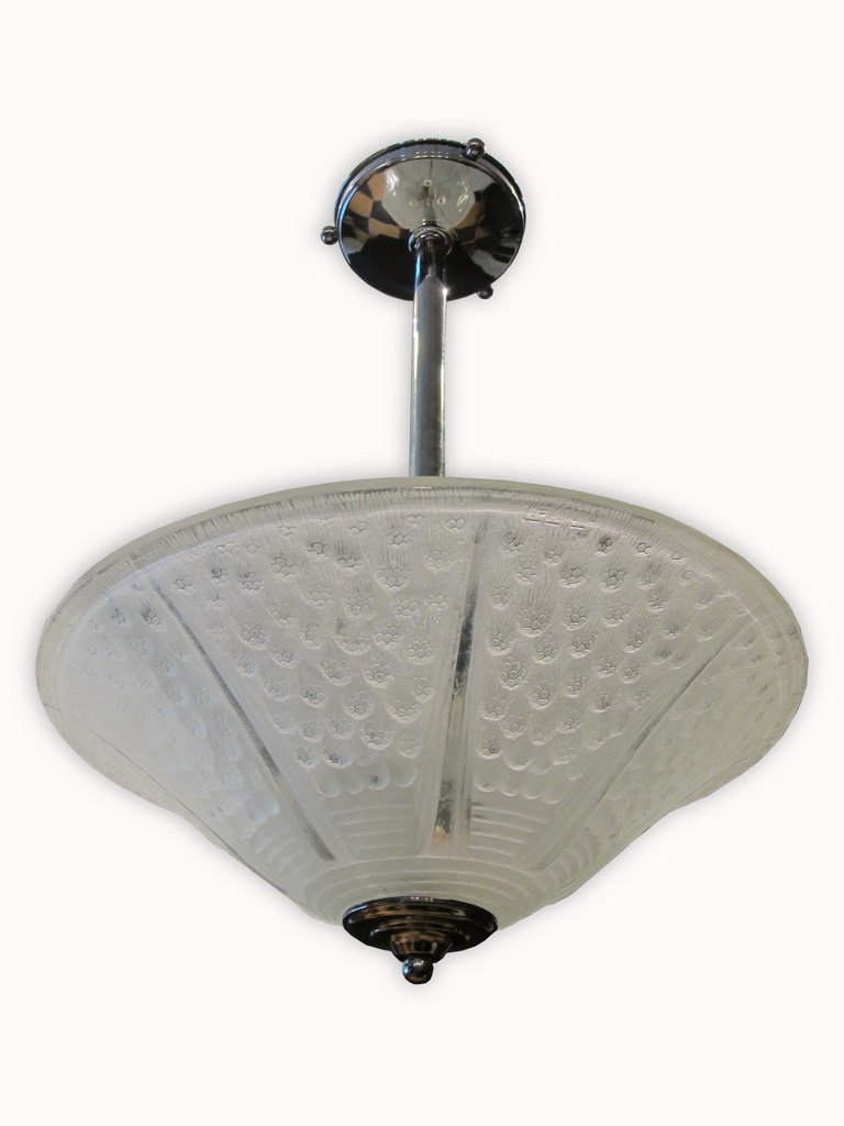 Muller Freres Luneville Art Deco glass fixture: Muller Freres Luneville Art Deco glass fixture, signed. 24” H x 17” W. Shipping in USA is $ 60.00. International bidders ask for shipping before bid.