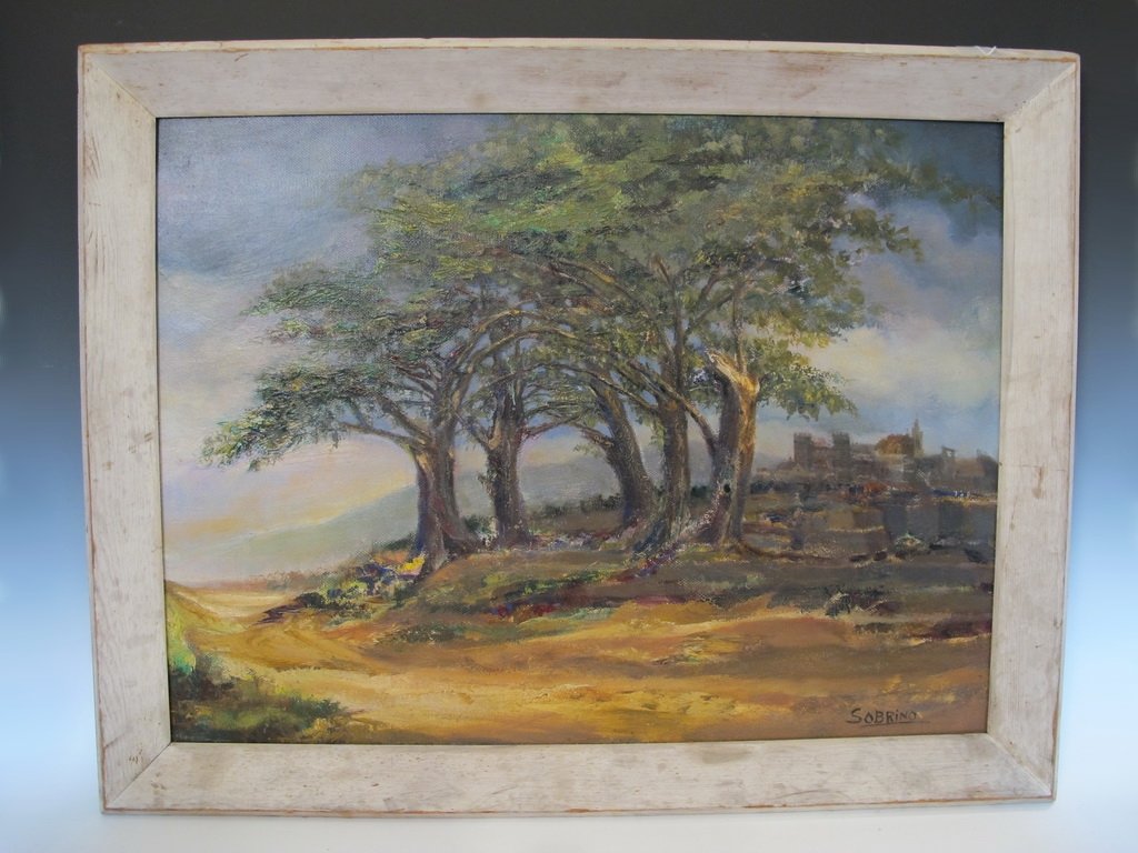 Carlos SOBRINO (1909-1975) Cuban artist: Carlos SOBRINO (1909-1975) Cuban artist, signed. 28” H x 33” W. Shipping in USA is $ 75.00. International bidders ask for shipping before bid.