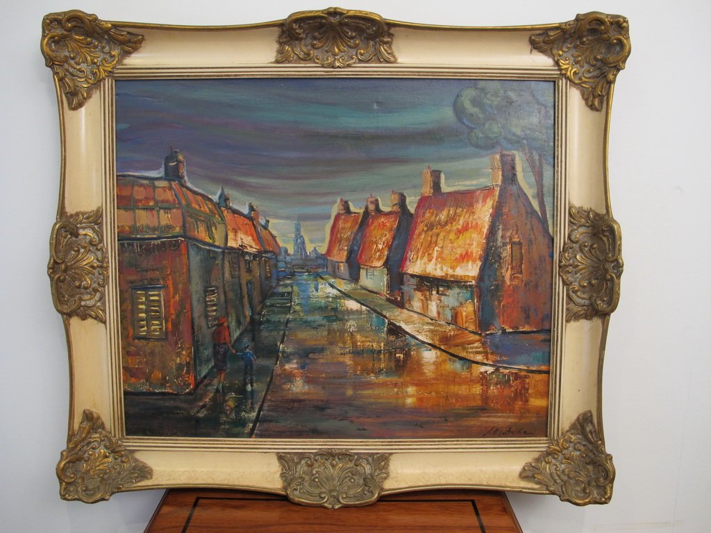 Jan MATULKA (1890-1972) Czech-American artist: Jan MATULKA (1890-1972) Czech-American artist, oil on canvas painting, signed. 25” H x 29” W framed. Shipping in USA is $ 45.00. International bidders ask for shipping before bid.