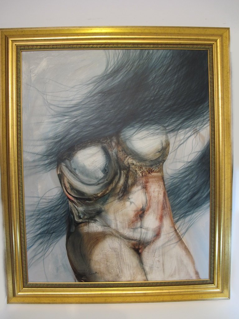 Jesse RIOS, Cuban artist painting: Jesse RIOS, Cuban artist painting, signed with certificate. 49” H x 40 1/2” W framed. Shipping in USA is $ 130.00. USA or International bidders ask for shipping before bid.