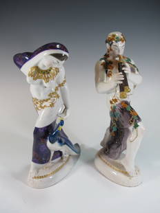 Antique pair of KPM Art Deco porcelain statues: Antique pair of KPM Art Deco porcelain statues. 11 1/2” H x 10 1/4” W. Shipping in USA is $ 45.00. International bidders ask for shipping before bid.