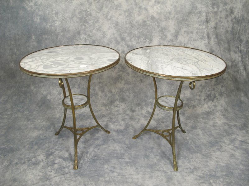 Old pair of bronze & marble round tables (1 of 5)