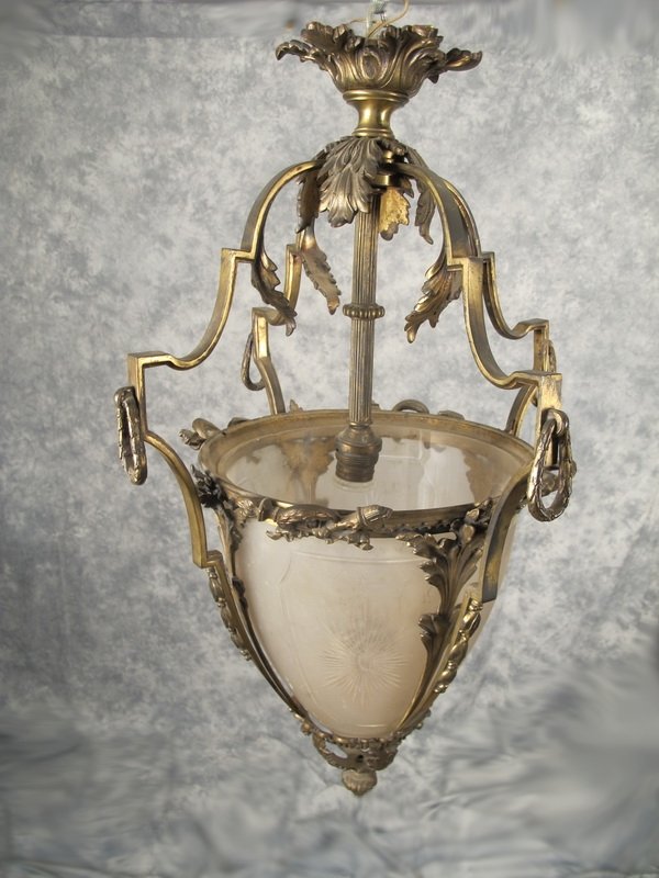 Antique French glass & bronze lantern (1 of 6)