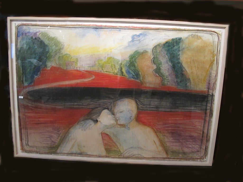 Edward Gioachino GIOBBI (1926) mix: Edward Gioachino GIOBBI (1926) mix, Watercolor, pastel, pencil & charcoal. 43 3/4” H x 63 1/2” W frame included. Shipping in USA is $ 85.00. International bidders ask before bid.