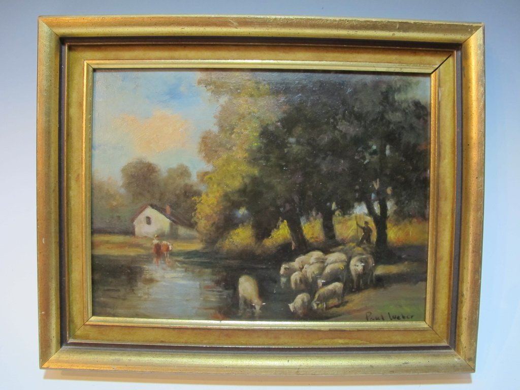 Signed Paul WEBER oil on canvas painting (1 of 5)