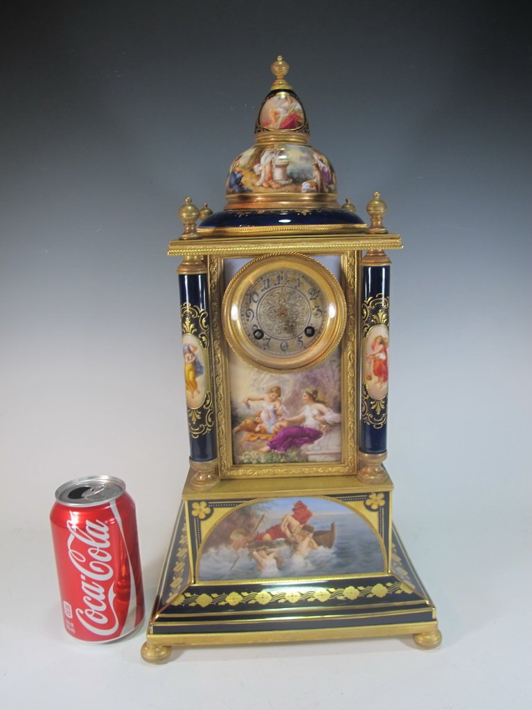 Antique Austrian Lenzkirch porcelain & bronze clock (1 of 10)