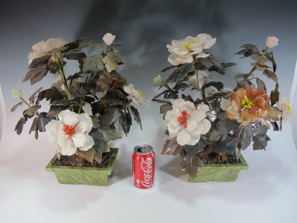 Antique Chinese pair of stones plant sculptures (1 of 7)