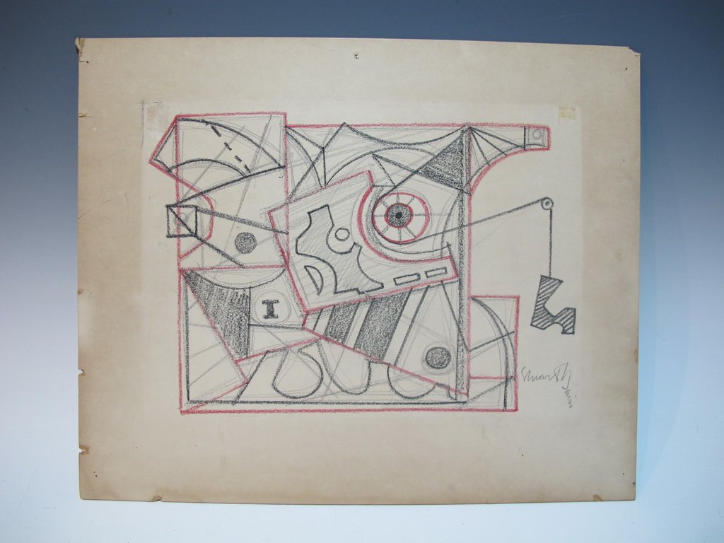 Stuart DAVIS (1894-1964) (Attributed) American artist: Stuart DAVIS (1894-1964) (Attributed) American artist. 14 3/4" H x 18” W including frame. Shipping in USA is $ 45.00. International bidders ask for shipping before bid.