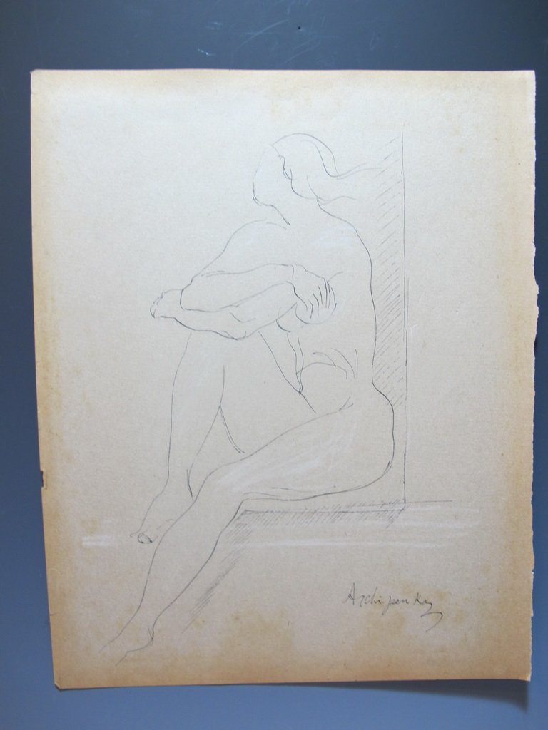 Alexander ARCHIPENKO (1887-1964) (Attributed): Alexander ARCHIPENKO (1887-1964) (Attributed) Ukrainian-American artist. 14” H x 11” W. Shipping in USA is $ 35.00. International bidders ask for shipping before bid.