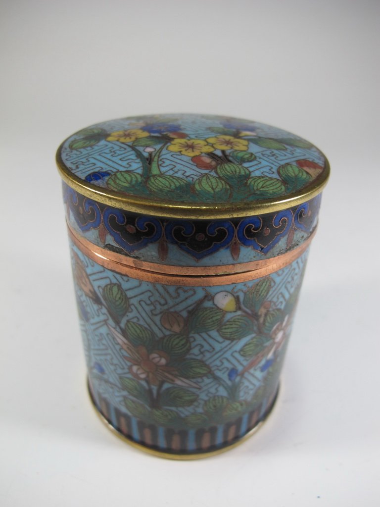 Antique Chinese cloisonne Opium box (1 of 6)