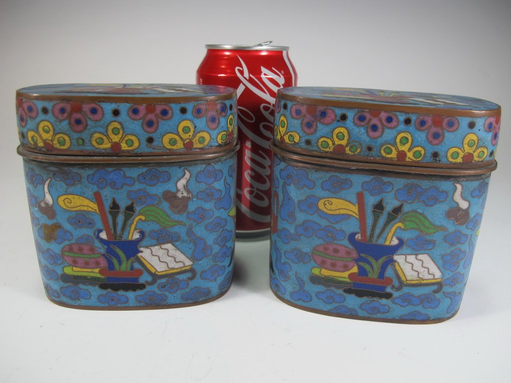 Antique Chinese cloisonne Opium boxes (1 of 8)