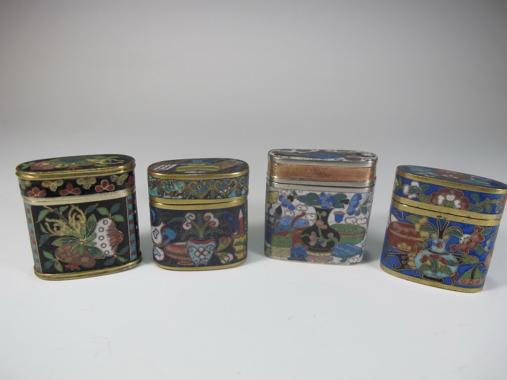 Antique set of 4 Chinese Opium cloisonne boxes (1 of 7)