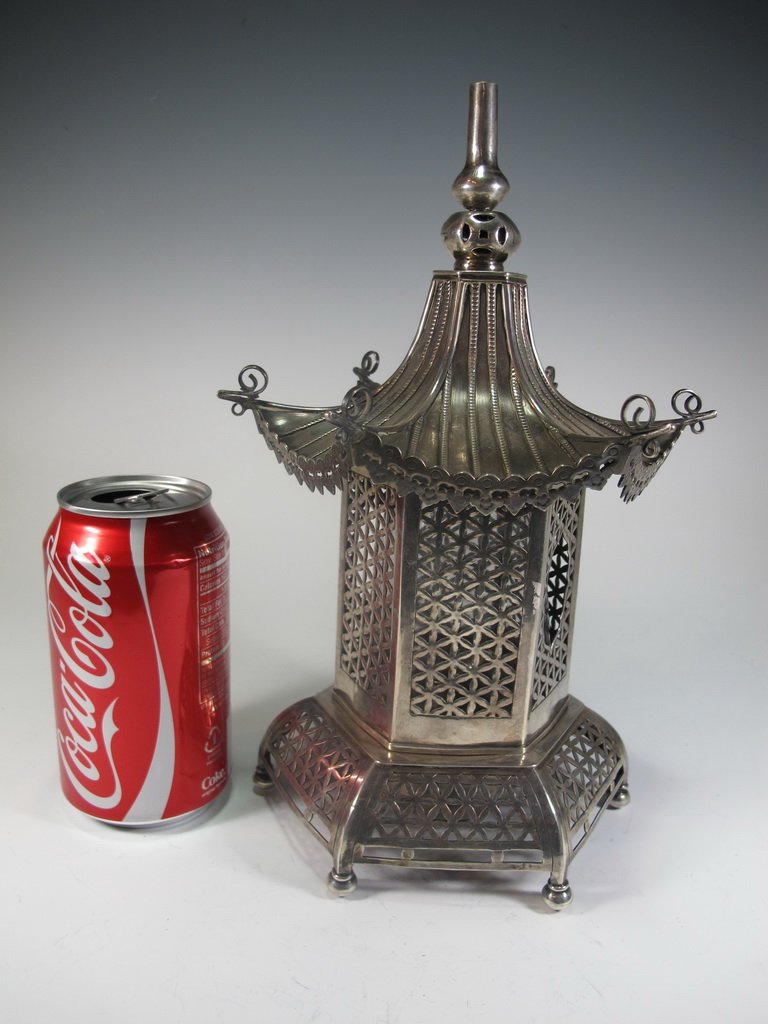 Antique Chinese silver opium lamp (1 of 10)