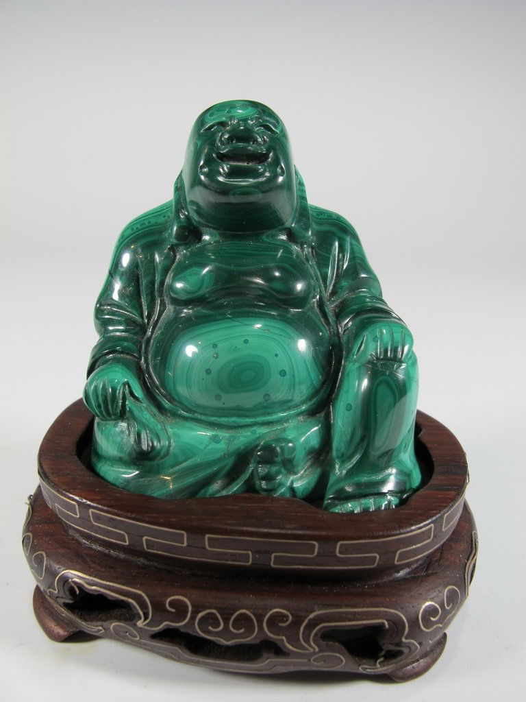 Antique Chinese Malachita Buddha statue (1 of 5)