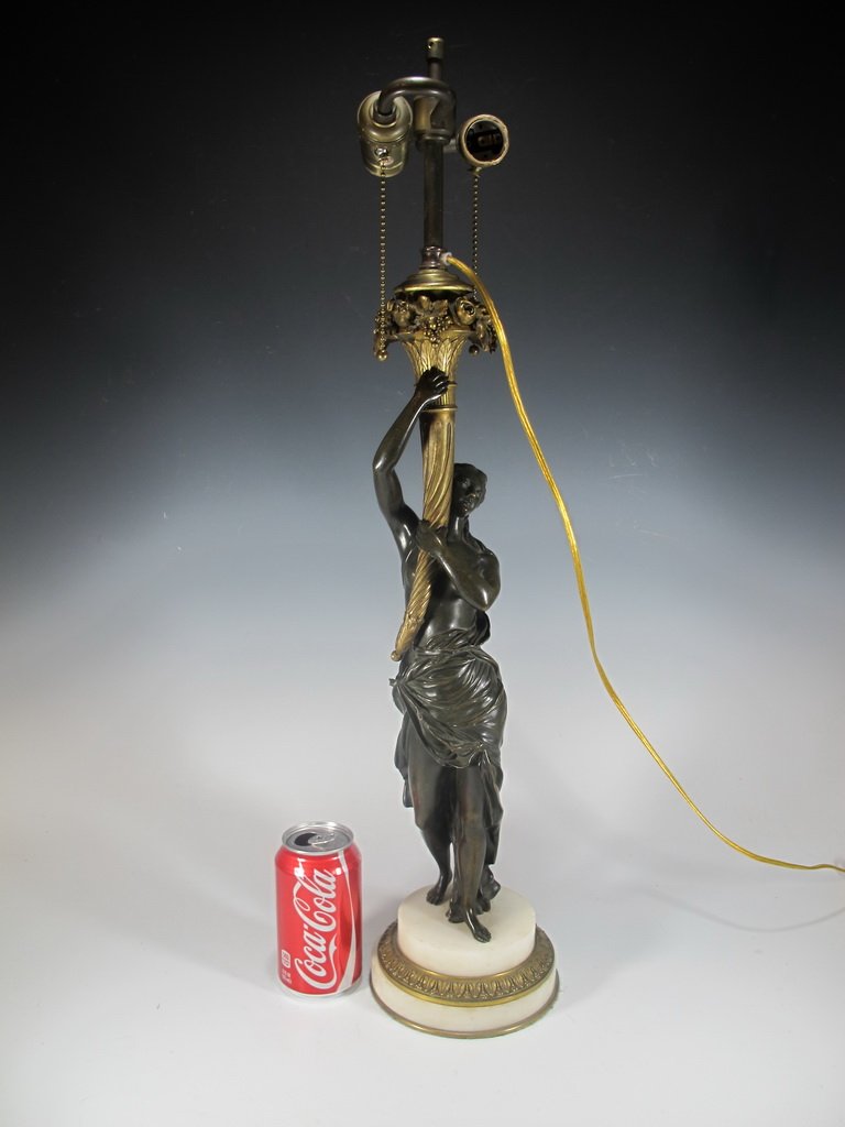 19th C French bronze & marble statue made lamp (1 of 10)