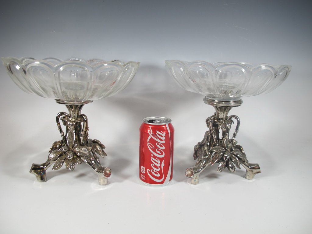 Probably Cristofle pair of bronze silverplated & glass (1 of 6)